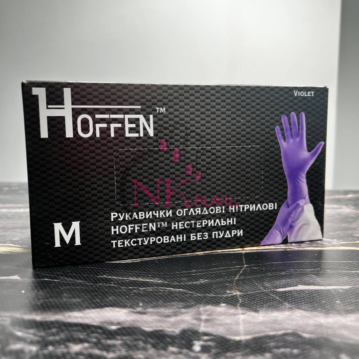 Рукавички Hoffen medical фіолетові, розмір М 50 пар